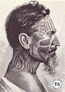 Man showing Easter Island tattoos