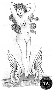 Tattoo design of an exposed lady.
