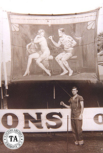 Paul Rogers side show banner, 1938